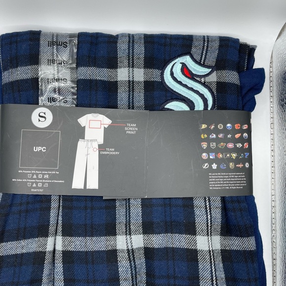 NHL Krakken Men’s Pajama Logo Set Small Athletic Wear Lounge Game Day Gear - Picture 3 of 5